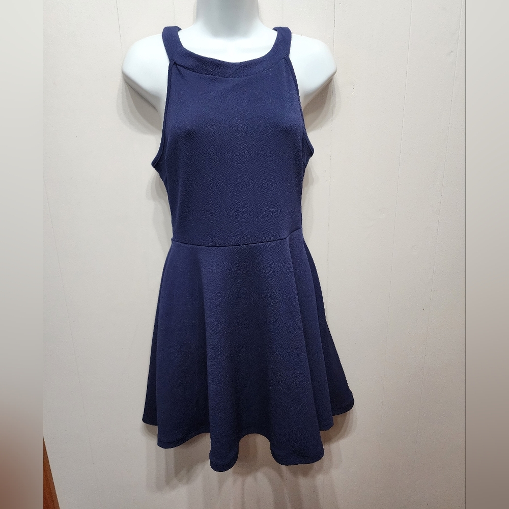 Rue 21 Dress Medium Blue Sleeveless Keyhole Back Casual B792